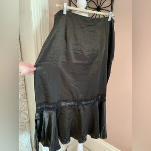 Adiva XL NWT Black Satin skirt Lace midi formal black tie wedding guest